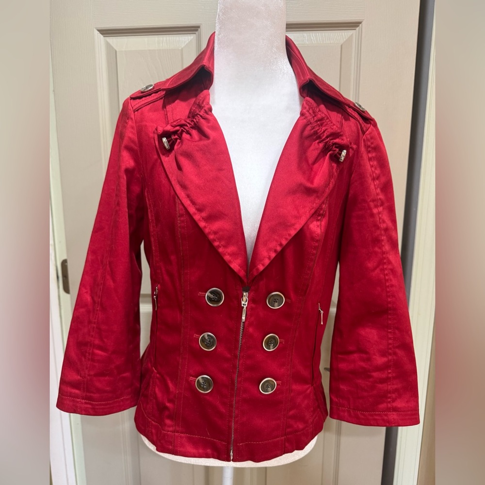 WHITE HOUSE BLACK MARKET Red Detailed Jacket Sz 6